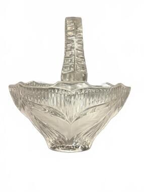 Clear Pressed Glass Basket with Handle
